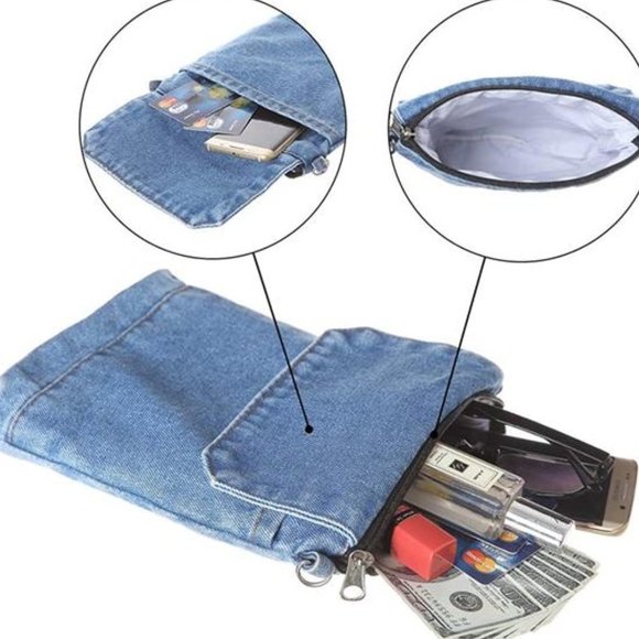 Denim Purse Blue Jean Purse Denim Crossbody Bags for Women - Picture 4 of 5